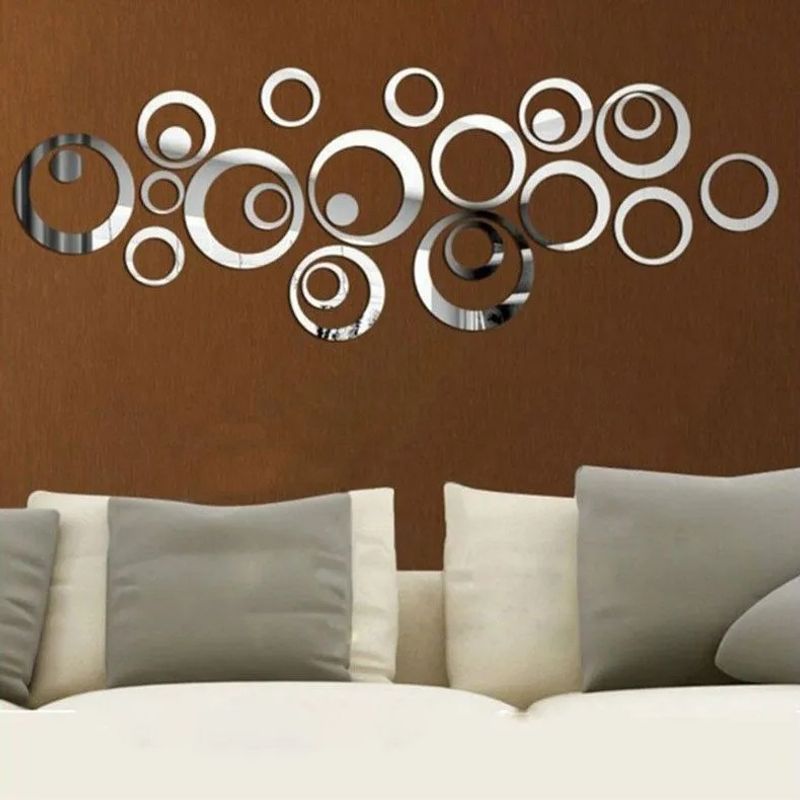 Casa si Gradina - Decoratiuni - DIY - Sabloane decorative pereti - Set de 5 Oglinzi Acrilice Cercuri inegale Autoadezive pentru Decorarea Peretilor 2mm grosime - Infinity.ro
