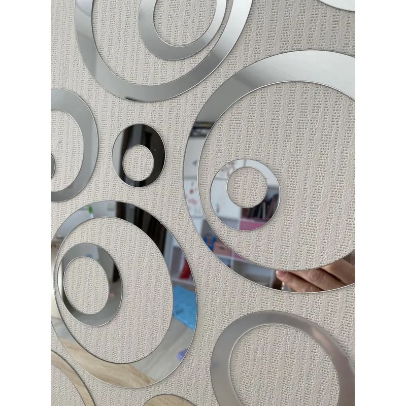Casa si Gradina - Decoratiuni - DIY - Sabloane decorative pereti - Set de 5 Oglinzi Acrilice Cercuri inegale Autoadezive pentru Decorarea Peretilor 2mm grosime - Infinity.ro