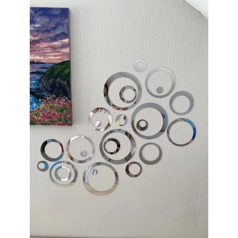 Casa si Gradina - Decoratiuni - DIY - Sabloane decorative pereti - Set de 5 Oglinzi Acrilice Cercuri inegale Autoadezive pentru Decorarea Peretilor 2mm grosime - Infinity.ro