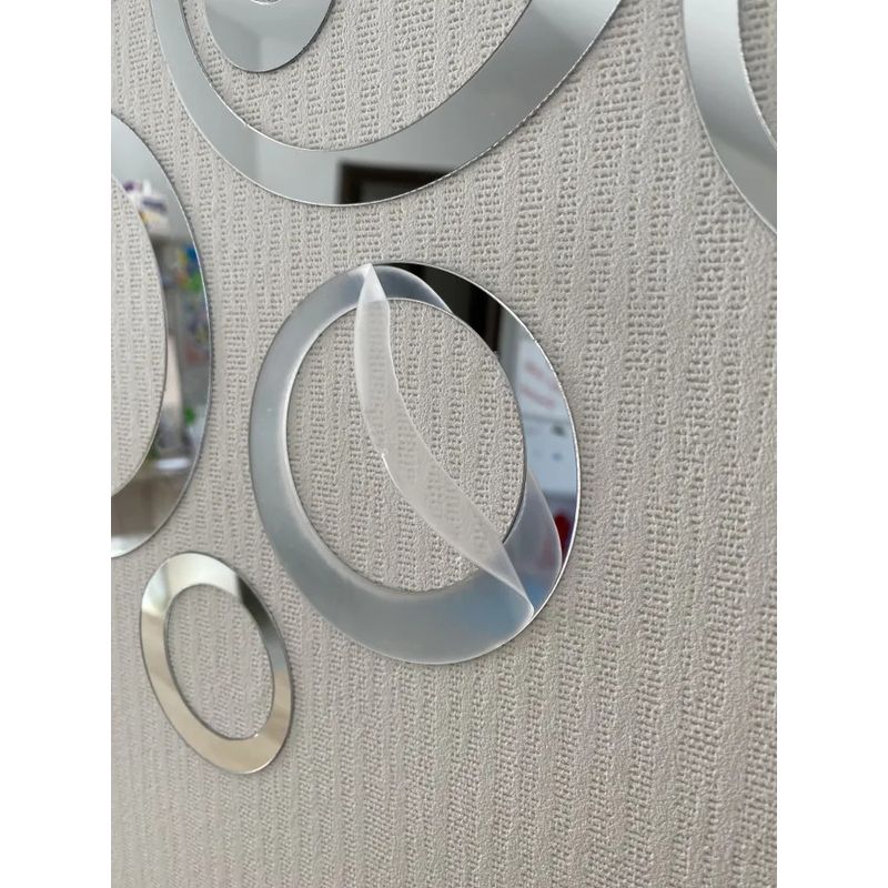 Casa si Gradina - Decoratiuni - DIY - Sabloane decorative pereti - Set de 5 Oglinzi Acrilice Cercuri inegale Autoadezive pentru Decorarea Peretilor 2mm grosime - Infinity.ro