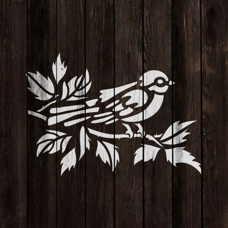 Casa si Gradina - Decoratiuni - DIY - Sabloane decorative pereti - Sablon Perete vopsire, tencuiala 0.7mm Pasare pe Ramura model MXSP7412, 300 x 300 mm - Infinity.ro