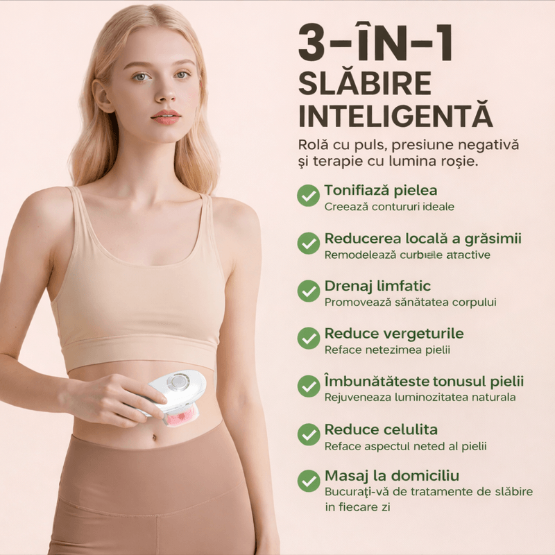 Ingrijire personala si Cosmetice - Aparate & accesorii ingrijire personala - Aparate cosmetice - Aparate intretinere si ingrijire corporala - Aparat pentru Masaj Anticelulitic, Impulsuri Electrice, Lumina Rosie, 2 Capete Interschimbabile - Infinity.ro