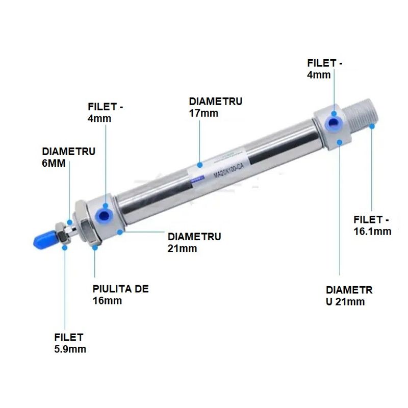 Casa si Gradina - Electrice - Echipamente electrice - Accesorii compresoare - Cilindru pneumatic otel inoxidabil diametru cilindru 16mm cursa de 300mm MA16X300 CH1562 - Infinity.ro