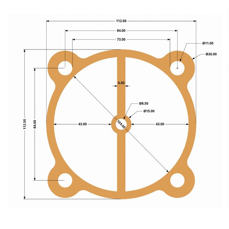 Casa si Gradina - Electrice - Echipamente electrice - Accesorii compresoare - Garnitura din cupru pentru cilindru cap compresor 90-100mm 84x84mm CH099 Mod.22 84mm - Infinity.ro