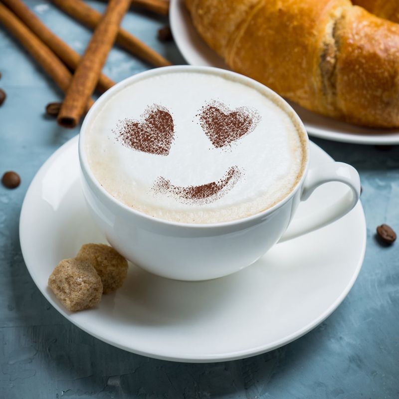 Casa si Gradina - Decoratiuni - DIY - Sabloane decorative pereti - Set 14 sabloane decorare cafea 14 si 7 cm 0.5mm Emoji-uri model MXSP7343 - Infinity.ro
