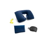 Sport si Outdoor - Articole de voiaj - Accesorii articole de voiaj - Perna de calatorie gonflabila, moale la atingere, masca de dormit, dopuri pentru urechi, cu husa, albastru - Infinity.ro