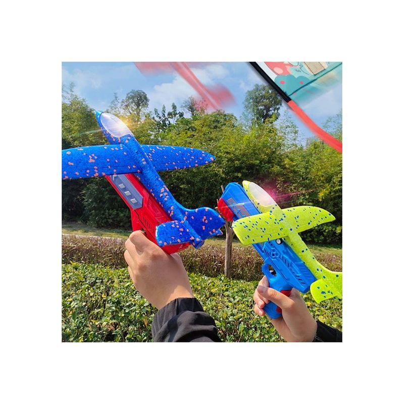 Jucarii, Copii si Bebe - Jucarii si jocuri - Jucarii & jocuri educative - Jucarii interactive - Pistol Interactiv de Jucarie Lansator de Avion , Durabil si Rezistent la Impact, Albastru - Infinity.ro