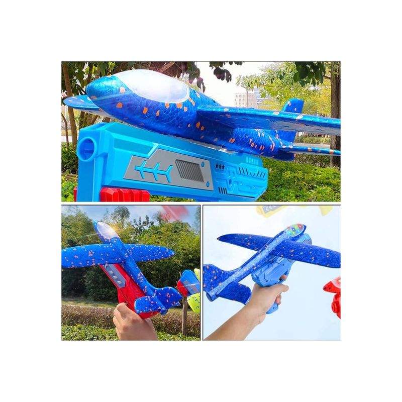 Jucarii, Copii si Bebe - Jucarii si jocuri - Jucarii & jocuri educative - Jucarii interactive - Pistol Interactiv de Jucarie Lansator de Avion , Durabil si Rezistent la Impact, Albastru - Infinity.ro