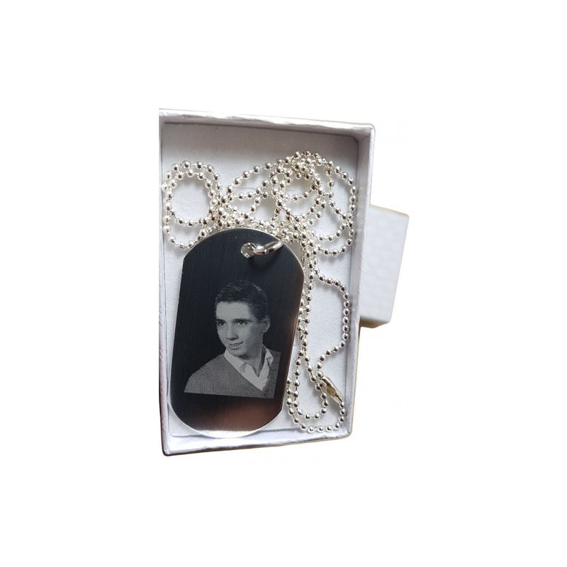 Fashion, accesorii si bijuterii - Femei - Bijuterii femei - Coliere femei - Lantisor colier personalizat metalic cu placuta. pandantiv stil soldat. gravat cu poza si textul tau - Infinity.ro