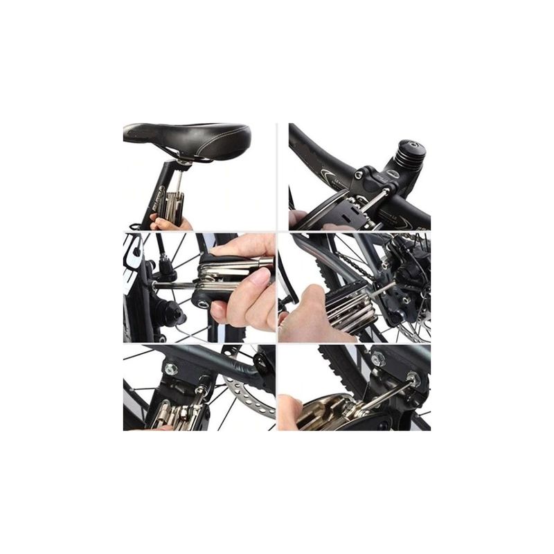 Sport si Outdoor - Ciclism - Piese pentru biciclete - Scule biciclete - Kit Multifunctional pentru Bicicleta 16 in 1, Chei, Surubelnite, Inbus, Levier Engros, 9 x 5 cm - Infinity.ro