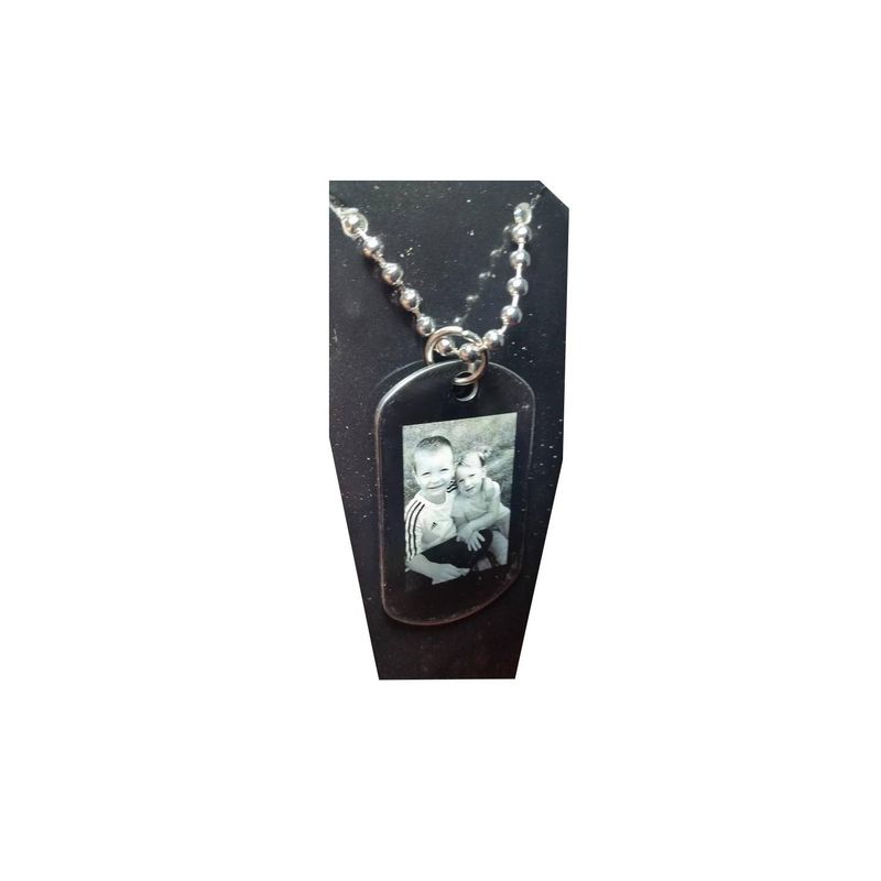 Fashion, accesorii si bijuterii - Femei - Bijuterii femei - Coliere femei - Lantisor colier personalizat metalic cu placuta. pandantiv stil soldat. gravat cu poza si textul tau - Infinity.ro