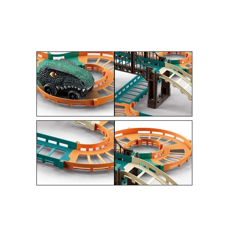 Jucarii, Copii si Bebe - Jucarii si jocuri - Seturi de constructie si cuburi - Seturi de constructie - Jucarie de constructie, masini cu dinozaur electric, circuit de curse, pentru copii, 60 cm - Infinity.ro