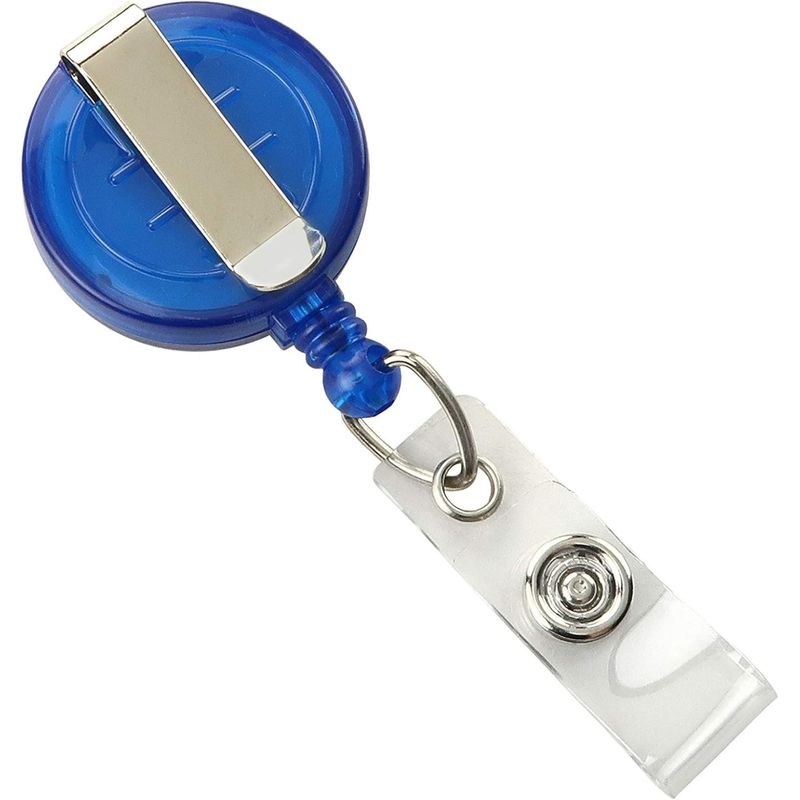 Carti si Birotica - Birotica - Accesorii de birou - Alte accesorii birou - Suport pentru ecuson cu clip metalic extensibil, pana la 900 mm, clip transparent, albastru - Infinity.ro