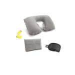 Sport si Outdoor - Articole de voiaj - Accesorii articole de voiaj - Perna de calatorie gonflabila, moale la atingere, masca de dormit, dopuri pentru urechi, cu husa, gri - Infinity.ro
