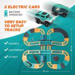 Jucarii, Copii si Bebe - Jucarii si jocuri - Seturi de constructie si cuburi - Seturi de constructie - Jucarie de constructie, 2 masini cu dinozaur electric, circuit de curse, pentru copii, 60 X 53 X 14 cm - Infinity.ro