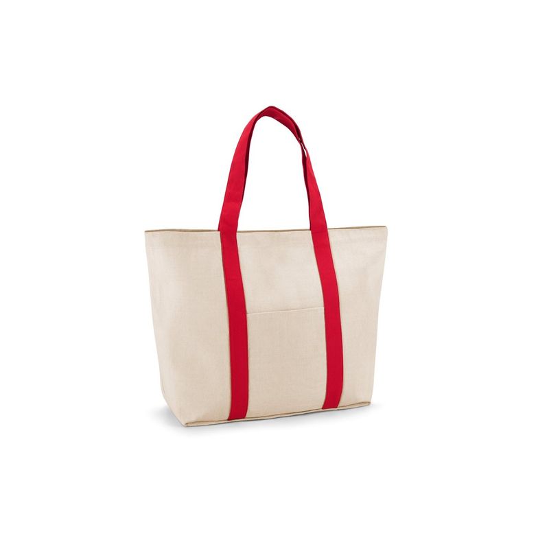 Fashion, accesorii si bijuterii - Femei - Accesorii femei - Genti si rucsacuri femei - Sacosa bumbac canvas cu buzunar frontal, buzunar interior cu fermoar si manere de 60 cm - Infinity.ro