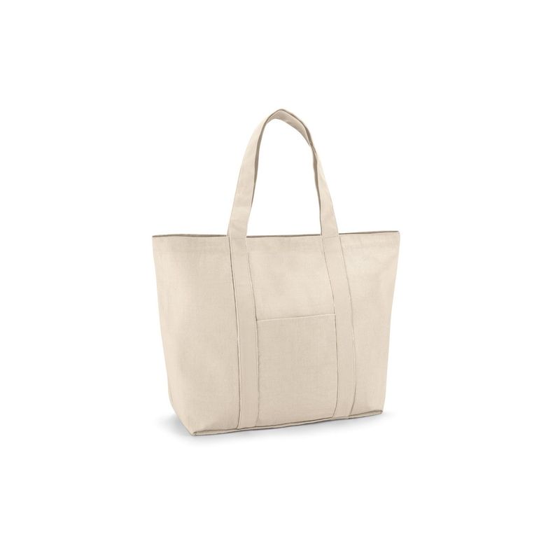 Fashion, accesorii si bijuterii - Femei - Accesorii femei - Genti si rucsacuri femei - Sacosa bumbac canvas cu buzunar frontal, buzunar interior cu fermoar si manere de 60 cm - Infinity.ro