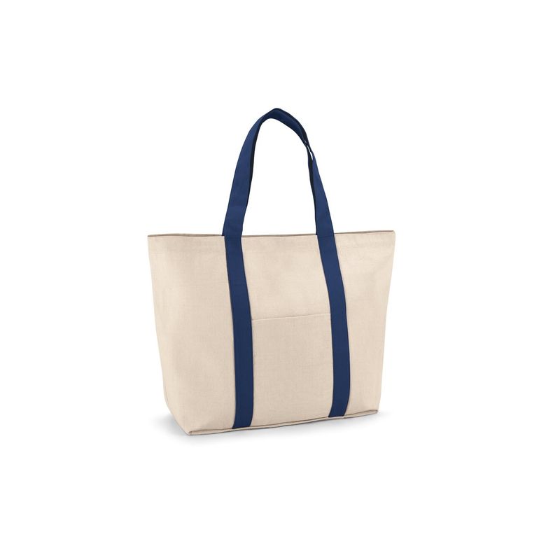 Fashion, accesorii si bijuterii - Femei - Accesorii femei - Genti si rucsacuri femei - Sacosa bumbac canvas cu buzunar frontal, buzunar interior cu fermoar si manere de 60 cm - Infinity.ro