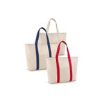 Fashion, accesorii si bijuterii - Femei - Accesorii femei - Genti si rucsacuri femei - Sacosa bumbac canvas cu buzunar frontal, buzunar interior cu fermoar si manere de 60 cm - Infinity.ro