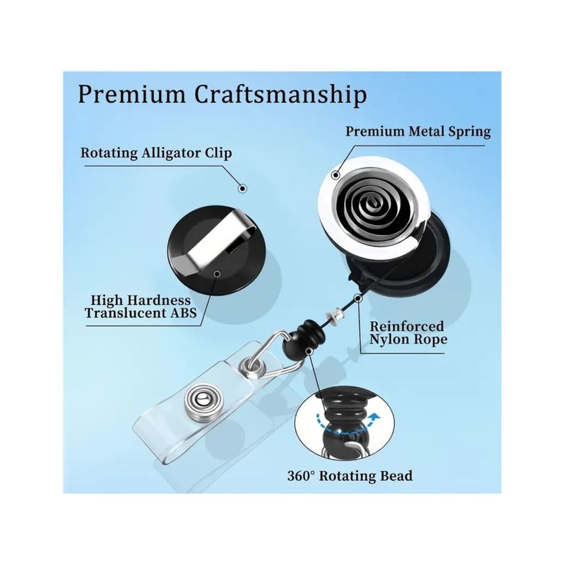 Carti si Birotica - Birotica - Accesorii de birou - Alte accesorii birou - Suport pentru ecuson cu clip metalic extensibil, pana la 900 mm, clip transparent, negru - Infinity.ro