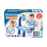 Jucarii, Copii si Bebe - Jucarii si jocuri - Jucarii & jocuri educative - Seturi pictura si desen - Masa de Desenat Educationala Pentru Copii,cu Proiector si Muzica, Set 12 Culori, Burete, 24 Imagini, Albastra, 38X25.5X9 cm - Infinity.ro