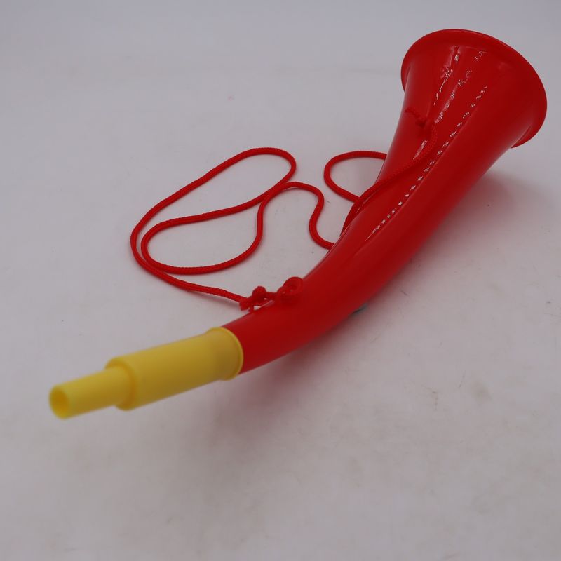 Casa si Gradina - Decoratiuni - Decoratiuni petrecere - Coifuri si suflatori - Goarna Curbata, Vuvuzela, Tip Corn, Pentru Petreceri, Evenimmente, Rosie, Varf Galben, 27 cm - Infinity.ro