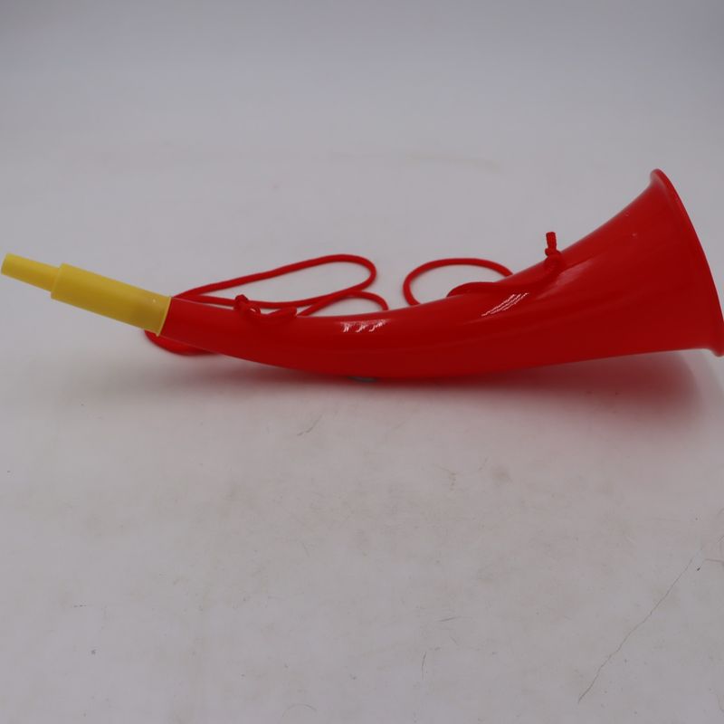 Casa si Gradina - Decoratiuni - Decoratiuni petrecere - Coifuri si suflatori - Goarna Curbata, Vuvuzela, Tip Corn, Pentru Petreceri, Evenimmente, Rosie, Varf Galben, 27 cm - Infinity.ro