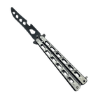 Sport si Outdoor - Camping - Cutite, bricege si accesorii - Cutite si bricege - Cutit Fluture Pentru Antrenament, Desfacator Sticle, Chei Reglabile, Otel, Model Gauri, 23 cm, Argintiu - Infinity.ro