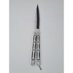 Sport si Outdoor - Camping - Cutite, bricege si accesorii - Cutite si bricege - Cutit fluture Butterfly, Balisong, 24 cm, model schelet 3D,model culoare gri, culoare negru - Infinity.ro