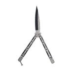 Sport si Outdoor - Camping - Cutite, bricege si accesorii - Cutite si bricege - Cutit fluture Butterfly, Balisong, 24 cm, model schelet 3D,model culoare gri, culoare negru - Infinity.ro