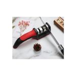 Casa si Gradina - Bucatarie si vesela - Ustensile bucatarie - Ascutitoare cutite - Dispozitiv profesional pentru ascutit cutite, din otel, inoxidabil cu 3 nivele si maner , 21 cm, negru/rosu - Infinity.ro