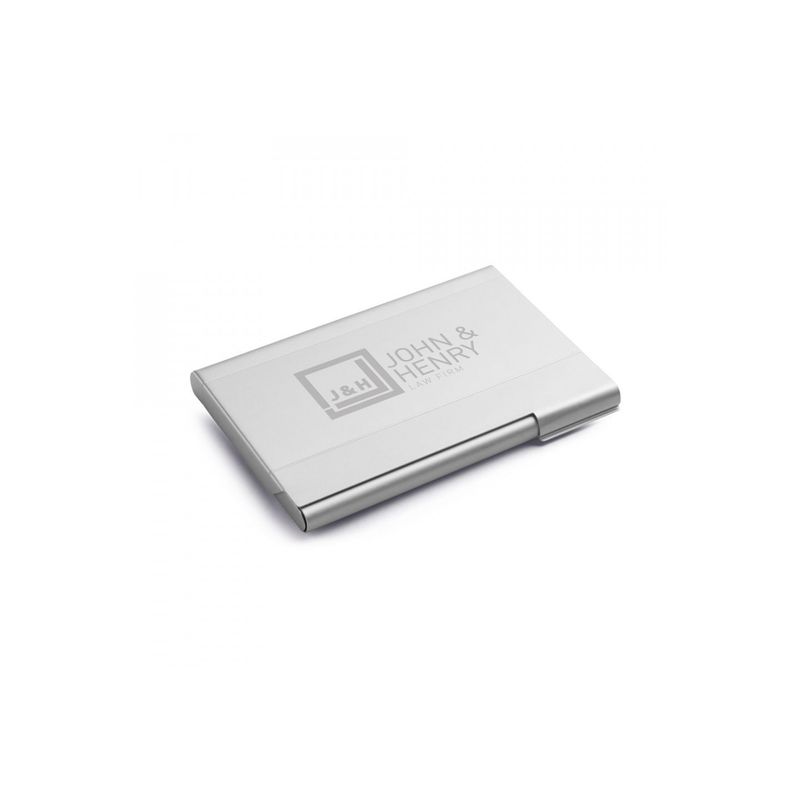 Carti si Birotica - Papetarie - Carti de vizita - Suport carti de vizita aluminiu, gravat, personalizat cu nume sau sigla, 95 x 65 x 7 mm - Infinity.ro