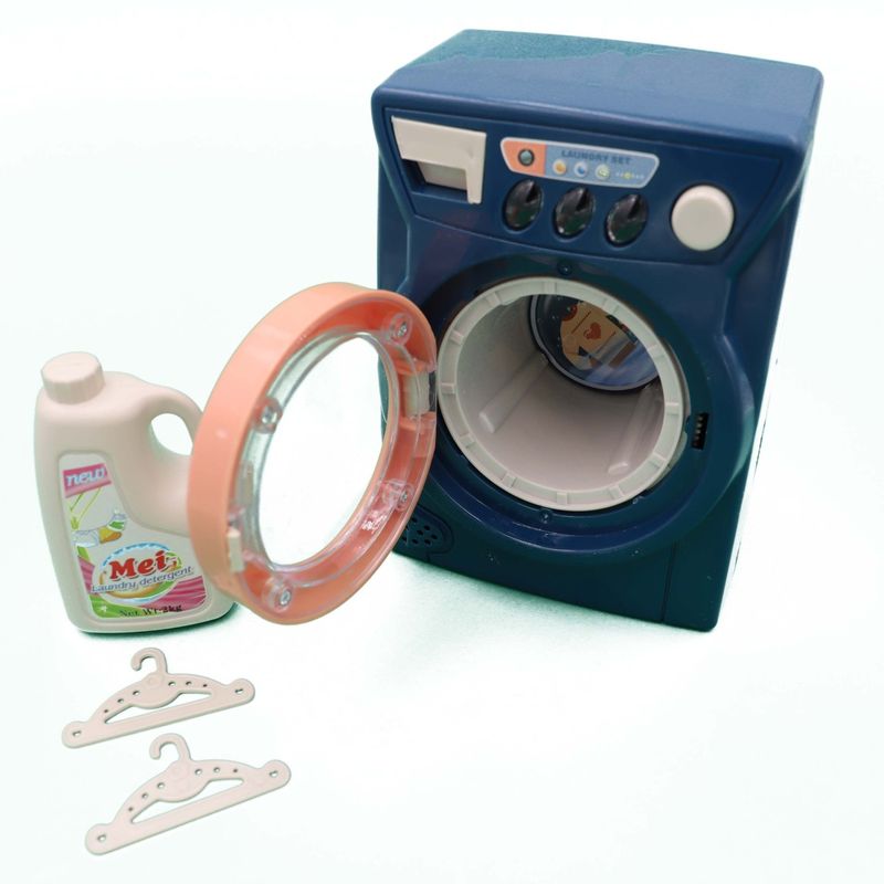 Jucarii, Copii si Bebe - Jucarii si jocuri - Jucarii de rol - Seturi de curatenie copii si accesorii - Masina de spalat de jucarie, 17 x 14x10 cm, albastra, 3 ani+, cu sunet, muzica, rotire cuva - Infinity.ro