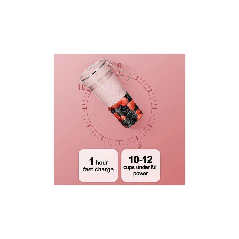 Electronice si Electrocasnice - Electrocasnice bucatarie - Mixere, tocatoare & roboti de bucatarie - Blendere si mini tocatoare - Mini Blender Portabil, Incarcare USB, 4 Lame Din Inox, pentru sucuri de fructe, din ABS, Capacitate 450 ml, 9 x9x19 cm - Infinity.ro