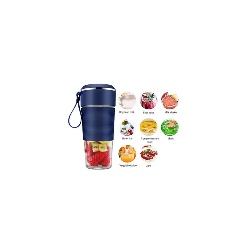 Electronice si Electrocasnice - Electrocasnice bucatarie - Mixere, tocatoare & roboti de bucatarie - Blendere si mini tocatoare - Mini Blender Portabil, Incarcare USB, 4 Lame Din Inox, pentru sucuri de fructe, din ABS, Capacitate 450 ml, 9 x9x19 cm - Infinity.ro