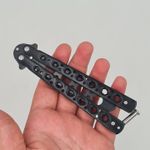Sport si Outdoor - Camping - Cutite, bricege si accesorii - Cutite si bricege - Cutit fluture Butterfly, Balisong  22.50 cm, negru,  fara tais, de antrenament, model simplu - Infinity.ro