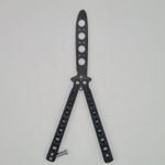 Sport si Outdoor - Camping - Cutite, bricege si accesorii - Cutite si bricege - Cutit fluture Butterfly, Balisong  22.50 cm, negru,  fara tais, de antrenament, model simplu - Infinity.ro