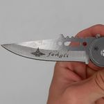 Sport si Outdoor - Camping - Cutite, bricege si accesorii - Cutite si bricege - Cutit briceag deschidere a lamei automata pe buton, lama otel, maner imitatie lemn, 20cm - Infinity.ro