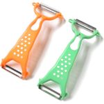 Casa si Gradina - Bucatarie si vesela - Ustensile bucatarie - Razatori si curatatoare - Set 2 curatatoare dubla, Legume si Fructe, din Plastic, Agatatoare, Verde/Portocaliu, 18 cm - Infinity.ro