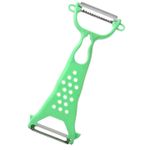 Casa si Gradina - Bucatarie si vesela - Ustensile bucatarie - Razatori si curatatoare - Set 2 curatatoare dubla, Legume si Fructe, din Plastic, Agatatoare, Verde/Portocaliu, 18 cm - Infinity.ro