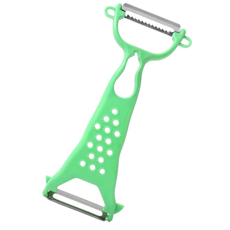 Casa si Gradina - Bucatarie si vesela - Ustensile bucatarie - Razatori si curatatoare - Set 2 curatatoare dubla, Legume si Fructe, din Plastic, Agatatoare, Verde/Portocaliu, 18 cm - Infinity.ro