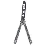 Sport si Outdoor - Camping - Cutite, bricege si accesorii - Cutite si bricege - Cutit fluture Butterfly, Balisong  22 cm, cranii m2, alb, fara tais, de antrenament, model cercuri - Infinity.ro