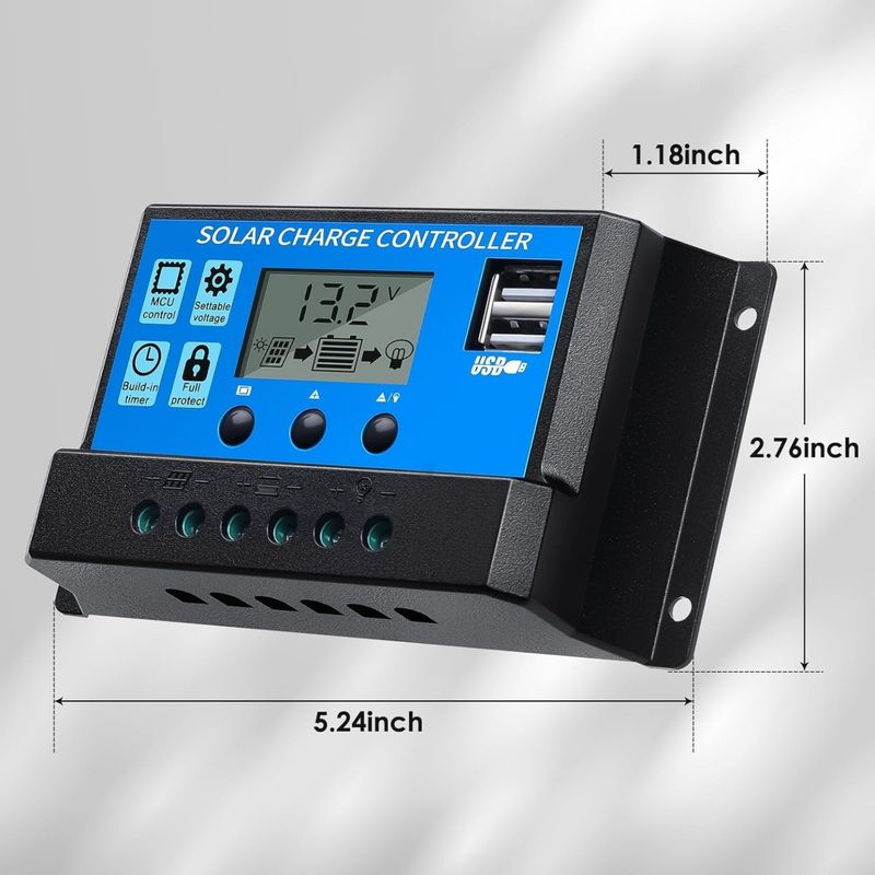 Casa si Gradina - Electrice - Panouri solare si accesorii - Componente panouri solare - Controler incarcare solara 30A , pentru Panou Fotovoltaic, 12V-24V, 2 x USB, display LCD, controller solar - Infinity.ro