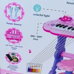Jucarii, Copii si Bebe - Jucarii si jocuri - Jucarii de rol - Instrumente muzicale de jucarie - Orga Electronica, Microfon si Scaunel, 37 Taste Pian, 8 ritmuri diferite, 4 sunete instrumente, Roz - Infinity.ro