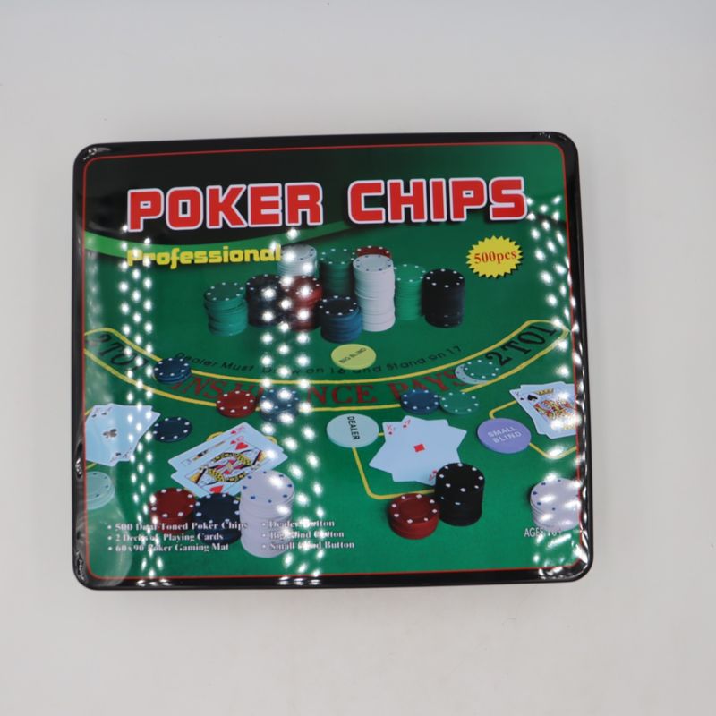 Jucarii, Copii si Bebe - Jucarii si jocuri - Jocuri si puzzle - Jocuri de societate - Poker Profesional, 500 Jetoane, 2 Pachete Carti, 3 Butoane, Dealer, Small Blind, Big Blind, Covoras Verde, 33cm x 30cm x 7cm - Infinity.ro