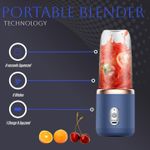 Electronice si Electrocasnice - Electrocasnice bucatarie - Mixere, tocatoare & roboti de bucatarie - Blendere si mini tocatoare - Mini Blender Portabil, Incarcare USB, 6 Lame Din Inox, pentru sucuri de fructe, 2 Pahare din ABS, Capacitate 400 ml - Infinity.ro