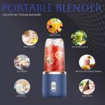 Electronice si Electrocasnice - Electrocasnice bucatarie - Mixere, tocatoare & roboti de bucatarie - Blendere si mini tocatoare - Mini Blender Portabil, Incarcare USB, 6 Lame Din Inox, pentru sucuri de fructe, 2 Pahare din ABS, Capacitate 400 ml - Infinity.ro