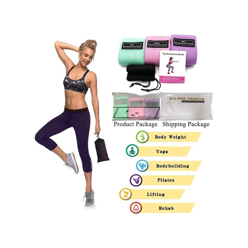 Sport si Outdoor - Fitness - Accesorii fitness - Benzi elastice fitness - Set 3 benzi elastice fitness, Niveluri diferite de rezistenta, Latex natural, 37.5x8 cm, Multicolor - Infinity.ro