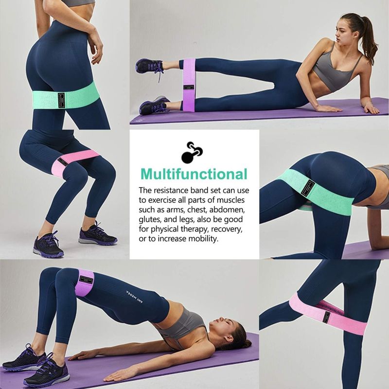 Sport si Outdoor - Fitness - Accesorii fitness - Benzi elastice fitness - Set 3 benzi elastice fitness, Niveluri diferite de rezistenta, Latex natural, 37.5x8 cm, Multicolor - Infinity.ro