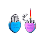 Market - Tutun si tigari - Articole si accesorii tutun - Bricheta Metalica in Forma de Inima, Personalizata cu Textul Tau, Antivant, Reincarcabila cu Gaz, Fade, 6 cm - Infinity.ro